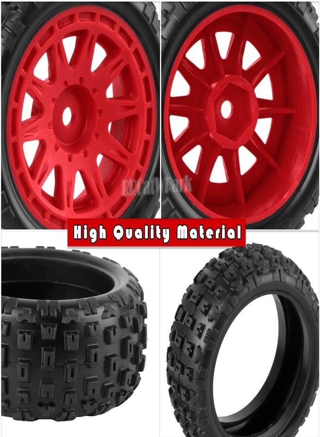 عجلات وإطارات BRCatWPark RC لسيارة تايفون جروم بمقياس 1/18، عجلات وإطارات سيارات الدريفت والطرق الوعرة والرالي، 4 قطع من جنوط العجلات السداسية مقاس 12 مم وإطارات مطاطية، أحمر - Image 5